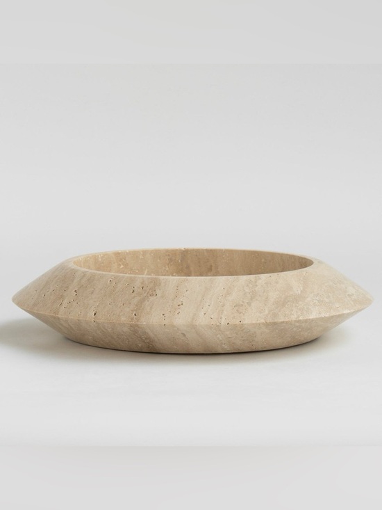 Other - Travertine Eclipse Minimalist Handcrafted Decorative Stone Bowl